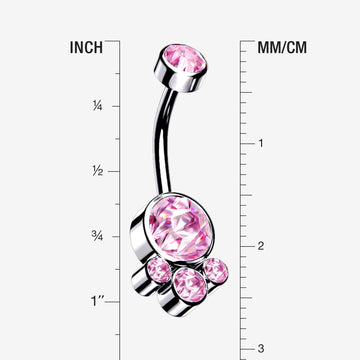 Detail View 1 of Majestic Sparkle Bali Internally Threaded Belly Button Ring-Pink